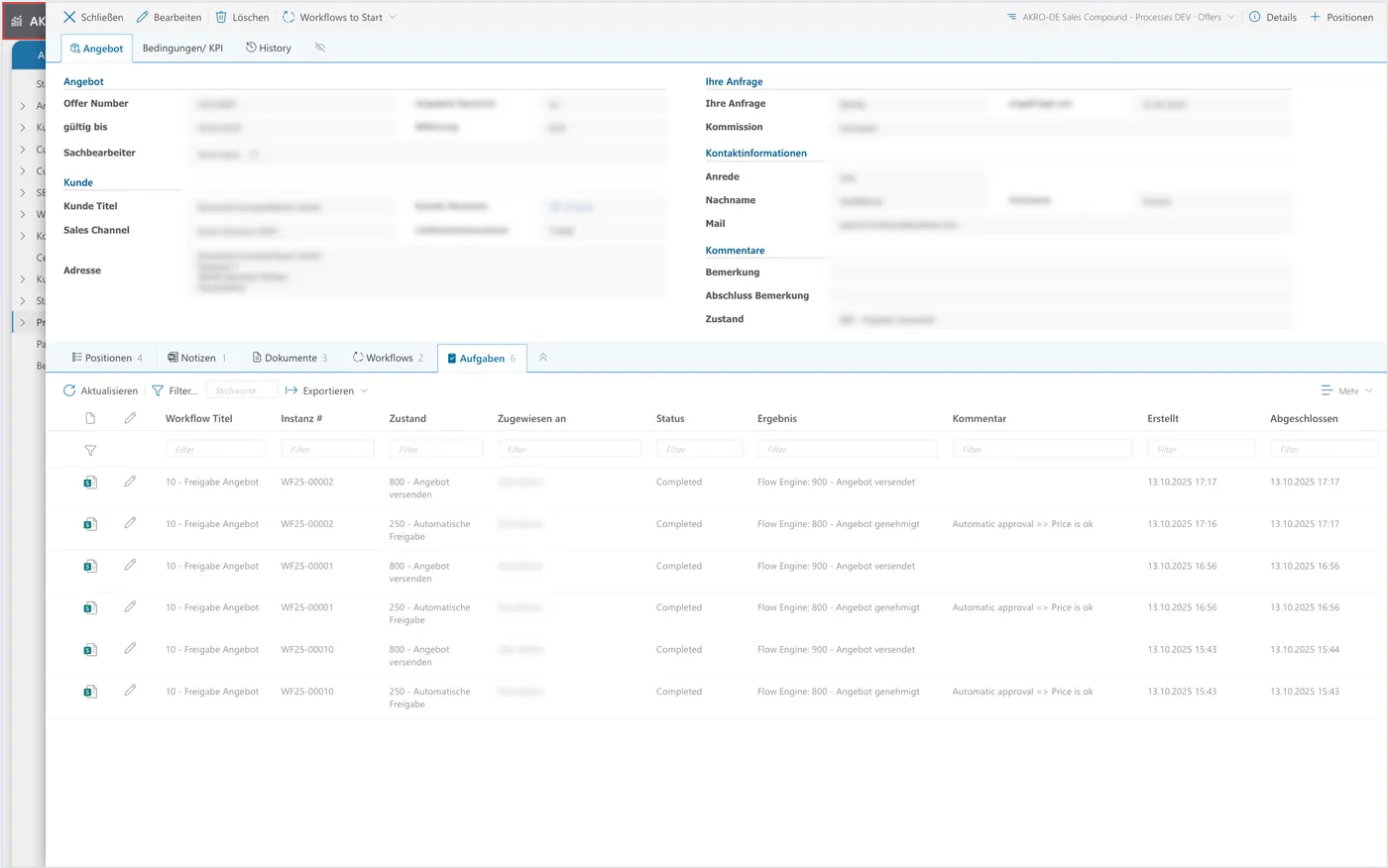 Vom Angebot bis zum Versand: Die integrierte Workflow Engine organisiert alle Schritte effizient über mehrere Teams hinweg.