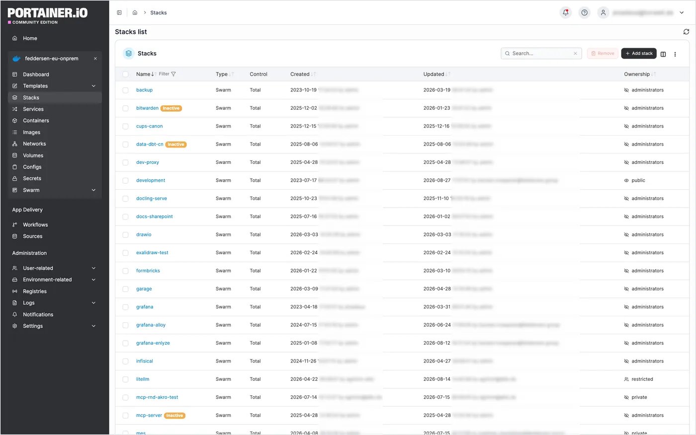 Der Betrieb erfolgt mit Docker Swarm (Cloud und OnPrem). Die Systeme kommunizieren dabei sicher über VPN und TLS.